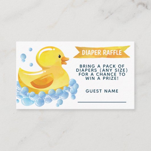 Rubber Duck Diaper Raffle Informatiekaartje (Voorkant)