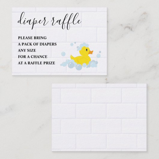 Rubber Duck Diaper Raffle Informatiekaartje (Voorkant / Achterkant)