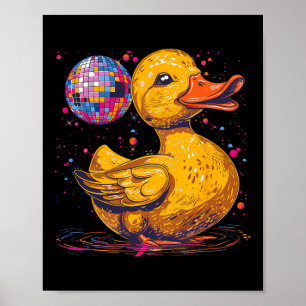 Rubber Duck Disco Ball Kunstwerk Dansen Rubber Een Poster