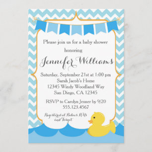 Rubber Duck Ducky Baby shower Invitation Kaart