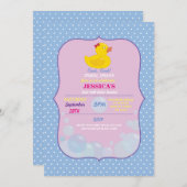 Rubber Duck Ducky Bubble Birthday Party Invite Kaart (Voorkant / Achterkant)
