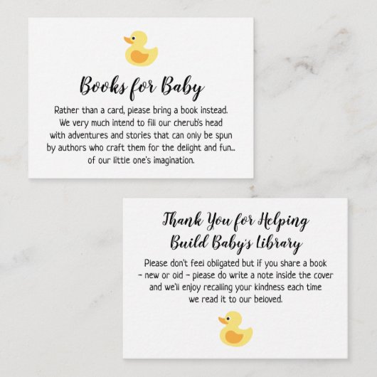 Rubber Duck Eenvoudige Boek Verzoek Invoegen Kaart (Voorkant / Achterkant)