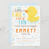 Rubber Duck Eerste verjaardag Blauwe Geel Kaart (Voorkant / Achterkant)