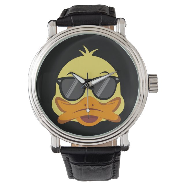 Rubber Duck face Head yellow sunglasses Horloge (Voorkant)