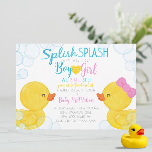 Rubber Duck Genre Revela Party Invitation