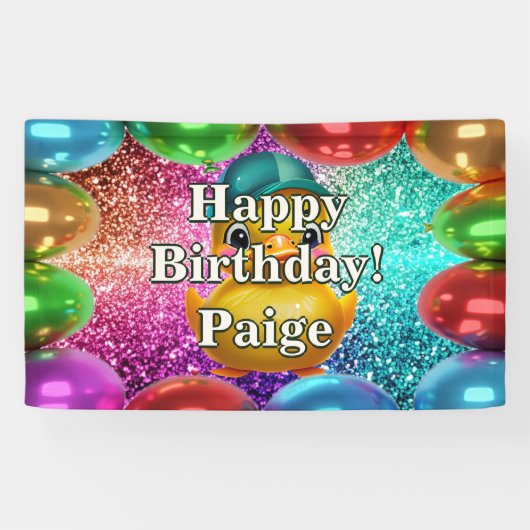 Rubber Duck Gepersonaliseerde karakter verjaardag  Spandoek (Horizontaal)