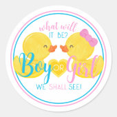 Rubber Duck Geslacht Neutraal of Onthul Partij Ronde Sticker (Voorkant)