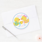 Rubber Duck Geslacht Neutraal of Onthul Partij Ronde Sticker (Envelop)