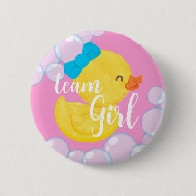 Rubber Duck Geslacht Onthullen Team Meisje Button