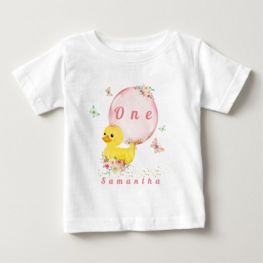 RUBBER DUCK Girl First Birthday T-Shirt Baby (Devant)