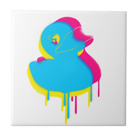 Rubber Duck Graffiti Pop Art Rubber Ducky Tegeltje (Voorkant)