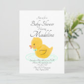 Rubber Duck Hand Drawn Baby shower Invitation Kaart (Staand voorkant)