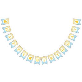 Rubber Duck Happy Birthday Bunting – Blauw & Geel Vlaggetjes