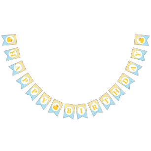 Rubber Duck Happy Birthday Bunting – Blauw & Geel Vlaggetjes