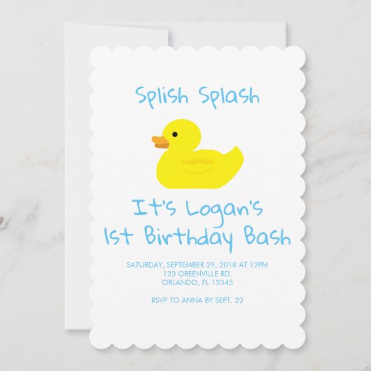 Rubber Duck Lattice First Birthday Uitnodiging (Voorkant)