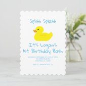 Rubber Duck Lattice First Birthday Uitnodiging (Staand voorkant)