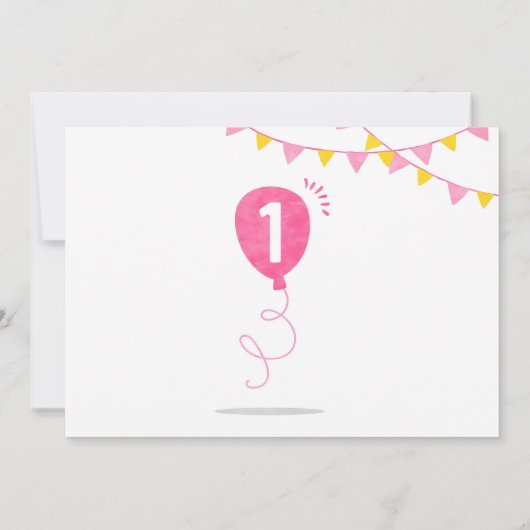 Rubber Duck Meisje Eerste Verjaardagsfeestje Roze Kaart (Achterkant)