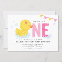 Rubber Duck Meisje Eerste Verjaardagsfeestje Roze 