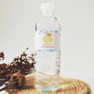 Rubber Duck Meisje Verjaardag Water Fles Label Waterfles Etiket