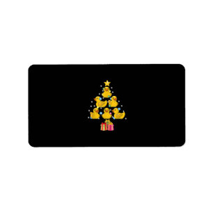 Rubber Duck met kerstboom Duckie Quack Kerstmis Etiket
