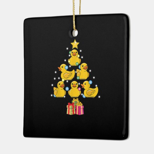 Rubber Duck met kerstboom Duckie Quack Kerstmis Keramisch Ornament (Links)