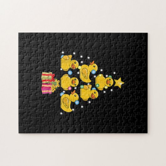 Rubber Duck met kerstboom Duckie Quack Kerstmis Legpuzzel (Horizontaal)