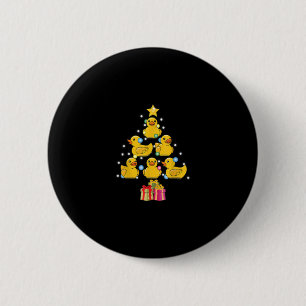 Rubber Duck met kerstboom Duckie Quack Kerstmis Ronde Button 5,7 Cm