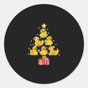 Rubber Duck met kerstboom Duckie Quack Kerstmis Ronde Sticker