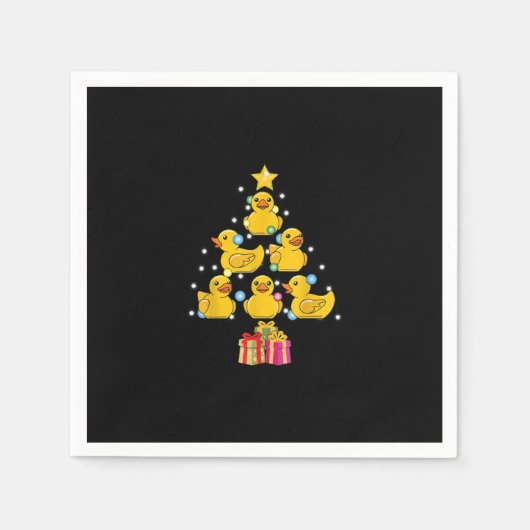 Rubber Duck met kerstboom Duckie Quack Kerstmis Servet (Voorkant)