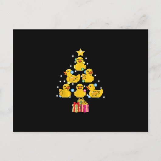 Rubber Duck met kerstboom Duckie Quack Kerstmis Uitnodiging Briefkaart (Voorkant)