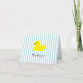 Rubber Duck Party Blauwe Streep Bedankkaart (Voorkant)