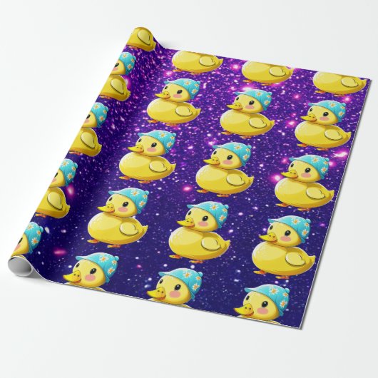 Rubber Duck Schattige Charmant Thema Geïnspireerd Cadeaupapier (Uitgerold)