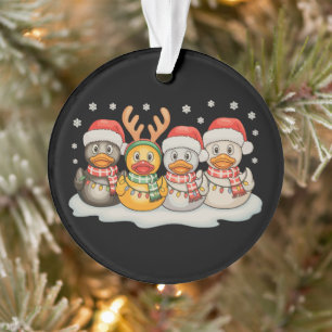 Rubber Duck Squad Kerstman Rendier Kerstverlichtin Ornament