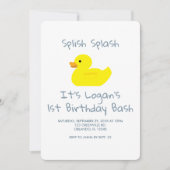 Rubber Duck Stripe First Birthday Party Invitation (Devant)