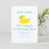 Rubber Duck Stripe First Birthday Party Invitation (Debout devant)