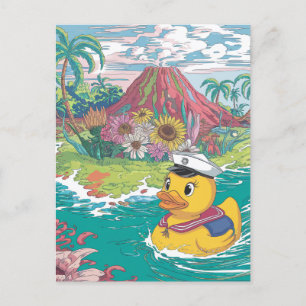 Rubber Duck Tropische vulkaan Briefkaart
