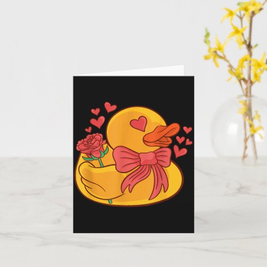 Rubber Duck Valentines Day Rubber Duckie  Kaart (Gele Bloem)