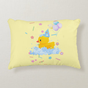 Rubber Duck Verjaardag met bubbels en Confetti Accent Kussen