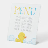 Rubber Duck Verjaardag of Baby shower Menu Party Reclamebord Met Voetstuk (Voorkant)