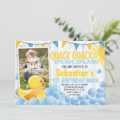 Rubber Duck Verjaardag Uitnodiging (Staand voorkant)