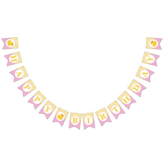 Rubber Duck Verjaardagsbanner | Roze en gele eend Vlaggetjes (Alle)