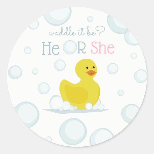 Rubber Duck Waddle: Baby onthullen Ronde Sticker (Voorkant)