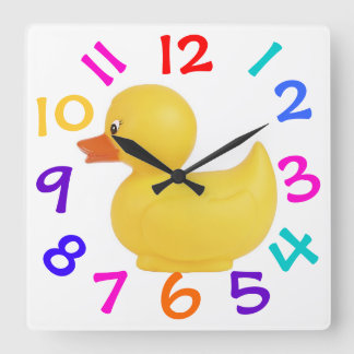 Rubber Duck With Colorful Numbers Clock Vierkante Klok