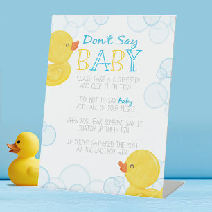 Rubber Duck Zeg geen Baby shower Game Reclamebord Met Voetstuk