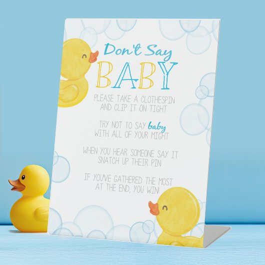 Rubber Duck Zeg geen Baby shower Game Reclamebord Met Voetstuk