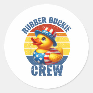 Rubber Duckie Crew Grappige Eend Ronde Sticker