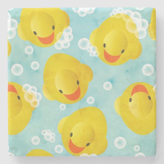 Rubber Ducks Bath Patroon Stenen Onderzetter (Voorkant)