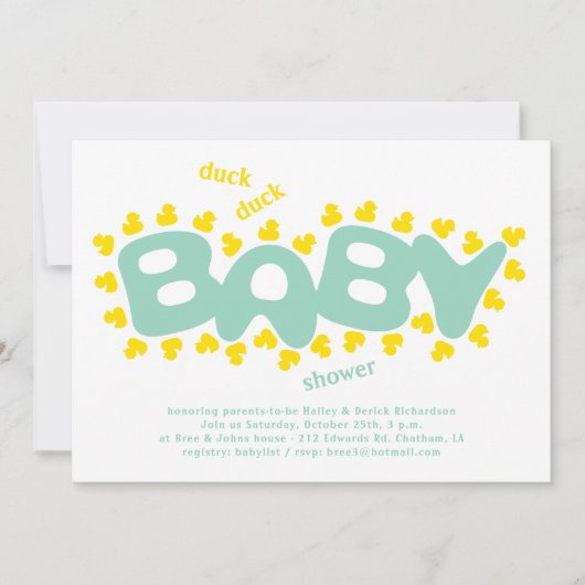Rubber Ducks Eend Eend Baby shower Uitnodiging (Voorkant)