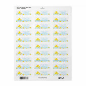 Rubber Ducky Baby shower Adreslabel blauw geel Etiket (Full Sheet)