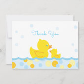 Rubber Ducky Baby shower Dank u blauw en geel Bedankkaart (Voorkant)